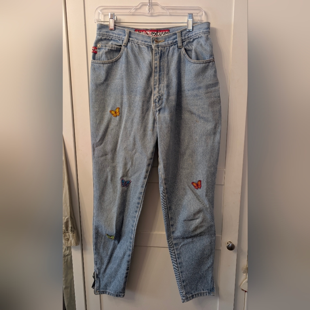 Embroidered Butterfly Light Blue Jeans